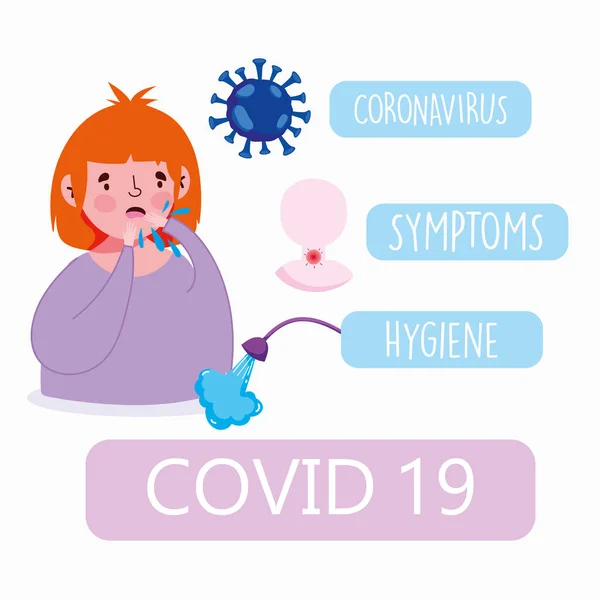 Covid 19 coronavirus infographic, epidemie, příznaky a hygiena — Stockový vektor