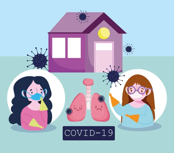 Covid 19 coronavirus infographic, preventivní karanténa, respirační onemocnění plic, pacienti — Stockový vektor