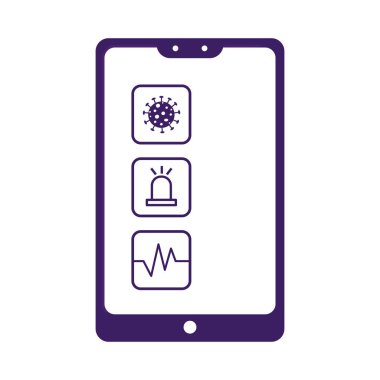 Covid 19 virüs akıllı telefon alarmı ve darbe vektör tasarımı