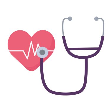 İzole kalp atışı ve steteskop vektör tasarımı