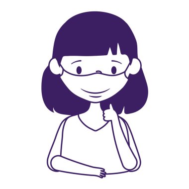 Maske vektör tasarımlı yalnız bir kadın.