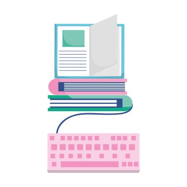 Ayrı kitap ve klavye vektör tasarımı