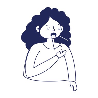 Kuru öksürük vektörü tasarımı olan kadın