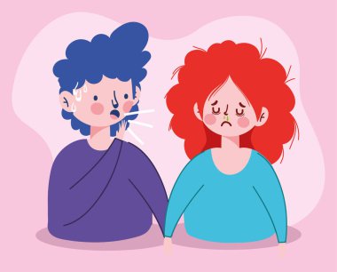 Kuru öksürük vektörü tasarımı olan kadın avatarı