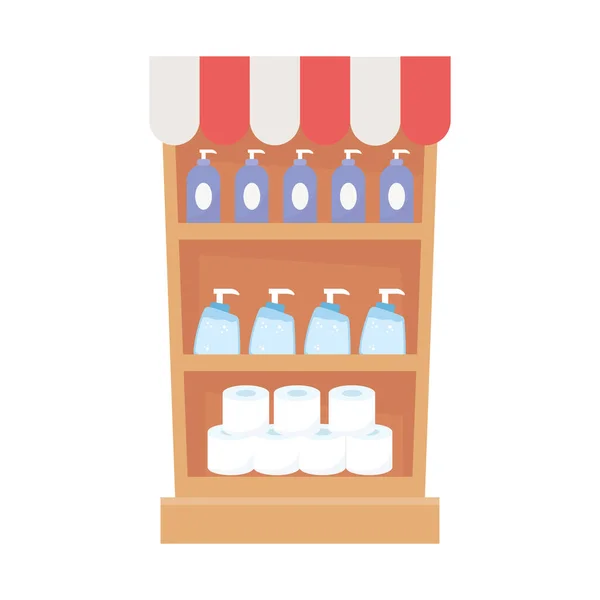 Isolated shopping shelf with products vector design — Stock Vector