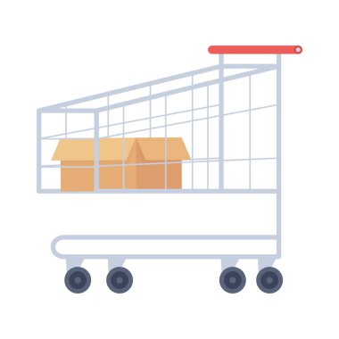 Kutu vektör tasarımlı izole bir alışveriş arabası.