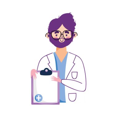 İzole edilmiş insan doktoru ve belge vektör tasarımı