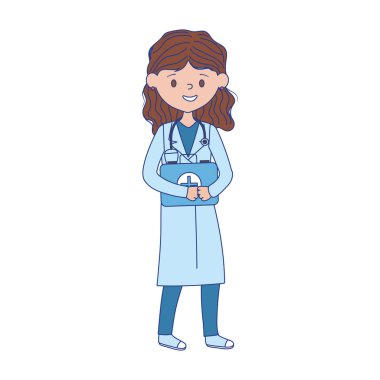 Üniforması ve forma tasarımı olan izole bir kadın doktor.