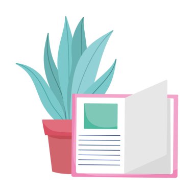 İzole eğitim kitabı ve bitki vektör tasarımı