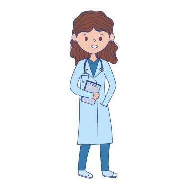 Üniformalı ve vektör tasarımlı izole kadın doktor.