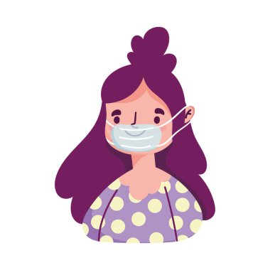Maske vektör tasarımlı yalnız bir kadın.