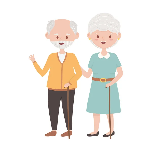 Isolated grandmother and grandfather avatar vector design — Stock Vector