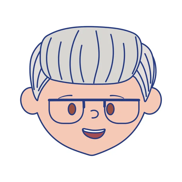 Cabeza de abuelo aislado con gafas de diseño vectorial — Vector de stock