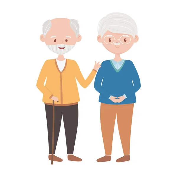 Conception vectorielle d'avatar de grand-mère et grand-père isolée — Image vectorielle