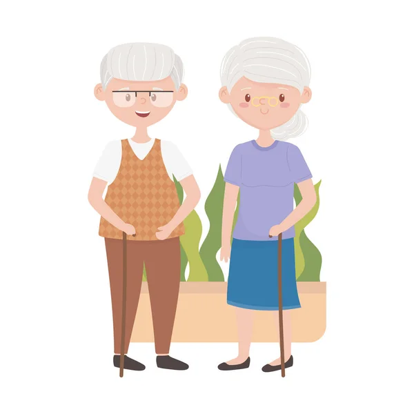 Isolated grandmother and grandfather avatar vector design — Stock Vector