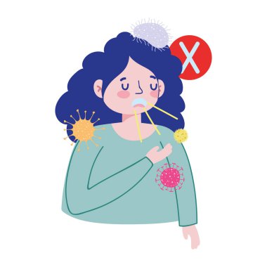 Kuru öksürük vektörü tasarımı olan kadın