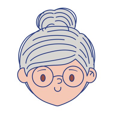 Gözlük tasarımı ile izole edilmiş büyükanne kafası.