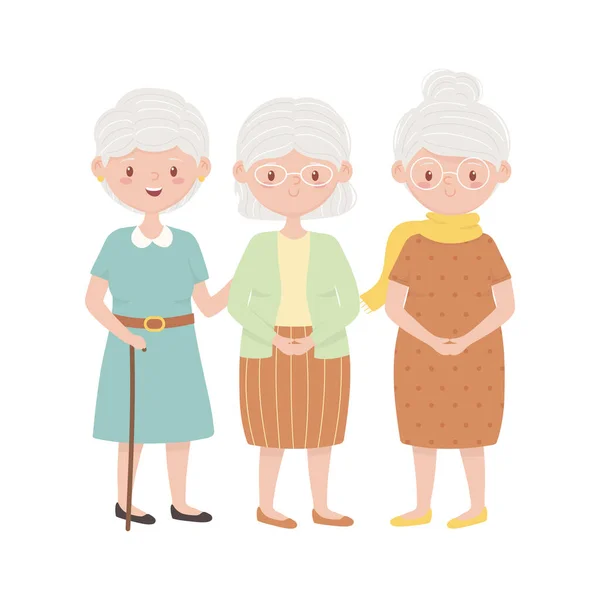Απομονωμένες γιαγιάδες avatars vector design — Διανυσματικό Αρχείο