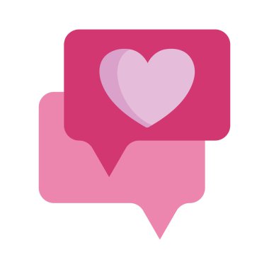 Aşk kalpleri konuşma balonu mesajı izole edilmiş simge beyaz arkaplan