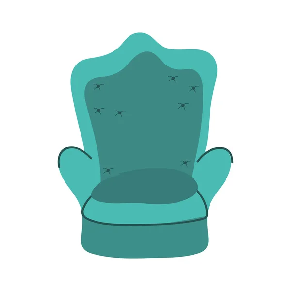 Zelené židle pohodlí nábytek izolované ikony na bílém pozadí — Stockový vektor