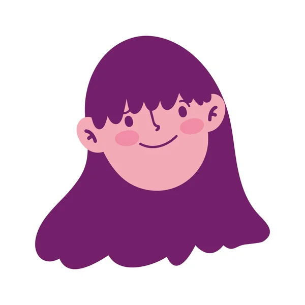 Chica cara de dibujos animados carácter aislado icono fondo blanco — Vector de stock