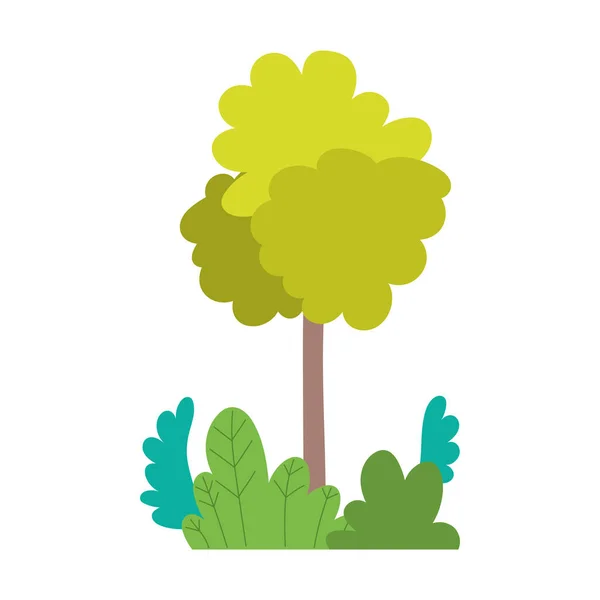 Baum Sträucher Laub Natur isoliert Symbol weiß Hintergrund — Stockvektor