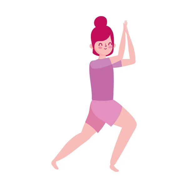 Mladá žena v józe póza cvičení izolované ikony bílé pozadí — Stockový vektor