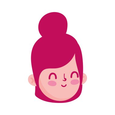 kız yüzü çizgi film karakteri izole edilmiş simge beyaz arkaplan