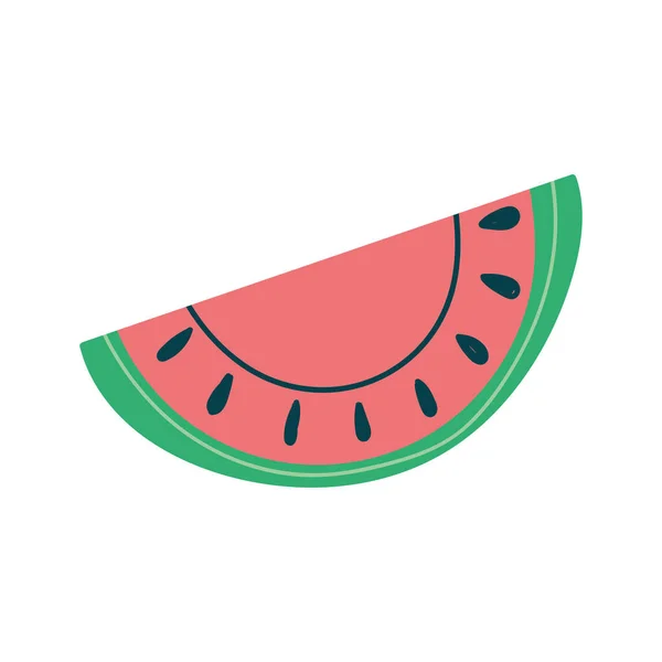 Sandía fruta fresco aislado icono blanco fondo — Vector de stock