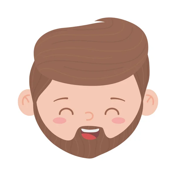 Bearded man face character isolated icon white background — Stock Vector