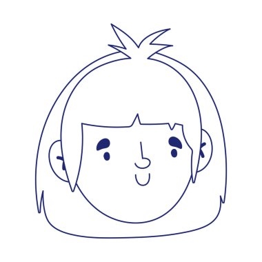 Genç adam karaktere bakıyor, izole edilmiş simge beyaz arkaplan