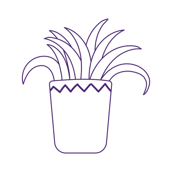 Maceta planta decoración aislado icono blanco fondo línea estilo — Vector de stock