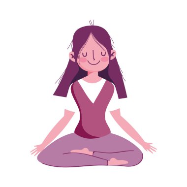 Yoga pozundaki kız izole edilmiş beyaz arkaplan çalışması yapıyor