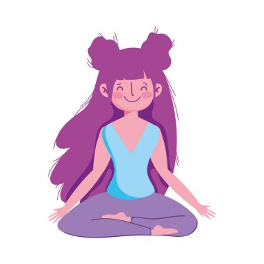 Yoga pozundaki kız izole edilmiş beyaz arkaplan çalışması yapıyor