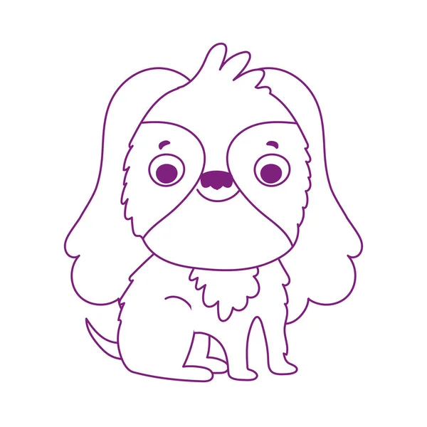 Lindo pequeño perro mascota aislado icono blanco fondo — Vector de stock