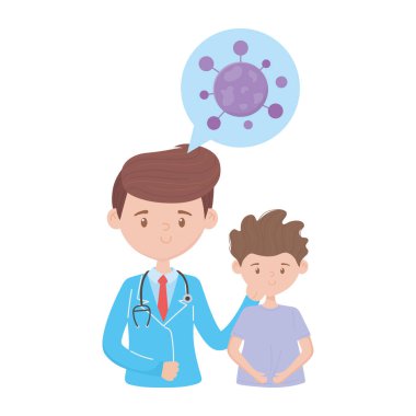 covid 19 karantina, doktor ve insanlar sosyal uzaklık ölçümleri