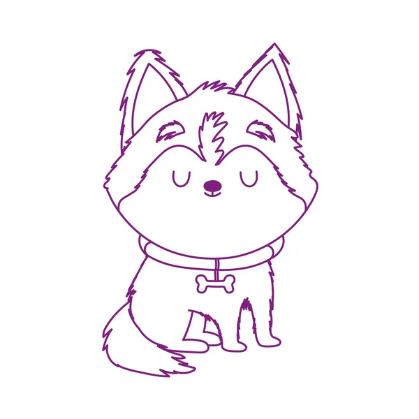 Mignon petit chien avec collier animal isolé icône fond blanc — Image vectorielle