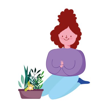 Saksı çiçekli kız, karantina evinde kalıyor.