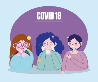 covid 19 koronavirüs, hasta insanların öksürüğü enfeksiyon kapmış.