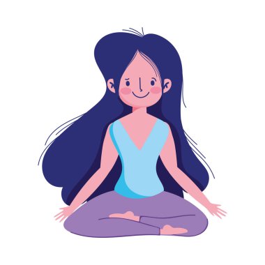Yoga pozundaki kız izole edilmiş beyaz arkaplan çalışması yapıyor