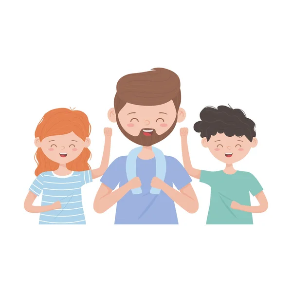 Stay at home, happy family together in quarantine — Stock Vector