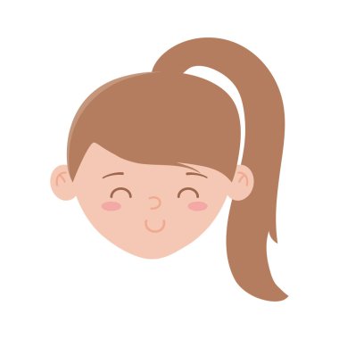 Genç kız beyaz arkaplanda izole edilmiş karakter simgesi ile karşı karşıya