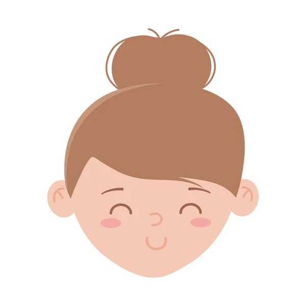 Jovem menina rosto personagem isolado ícone no fundo branco —  Vetores de Stock