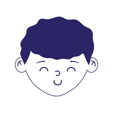 Genç adam beyaz arkaplanda izole edilmiş karakter simgesiyle karşı karşıya