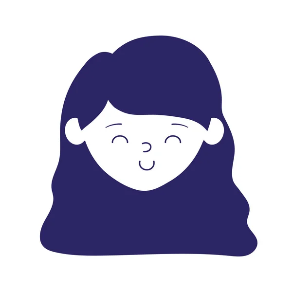 Молодая девушка лицо персонаж изолированная икона на белом фоне — стоковый вектор