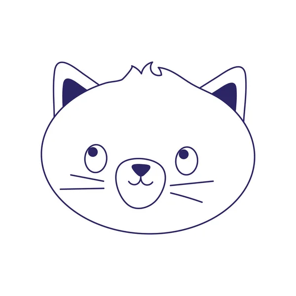 Pet gato rosto felino desenho animado ícone isolado no fundo branco — Vetor de Stock