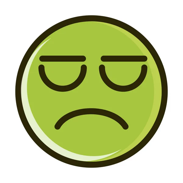 Tristeza divertido emoticono sonriente cara expresión línea y llenar icono — Vector de stock