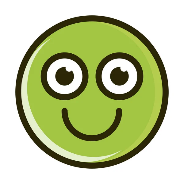 Feliz engraçado smiley emoticon rosto linha de expressão e ícone de preenchimento — Vetor de Stock