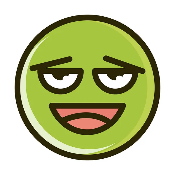 Unamused funny smiley emoticon face expression line and fill icon — Stock Vector