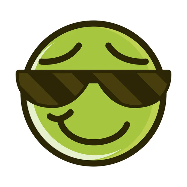 Sluneční brýle legrační smajlík emotikon tvář výraz řádek a vyplnit ikonu — Stockový vektor